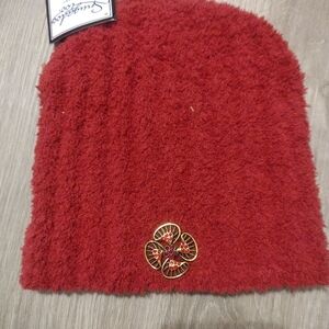 Red Warm Fuzzy Beanie Hat Toboggan